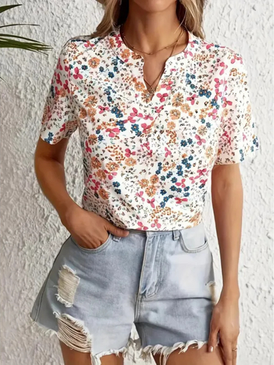 Mia Flower Button-Up Blouse