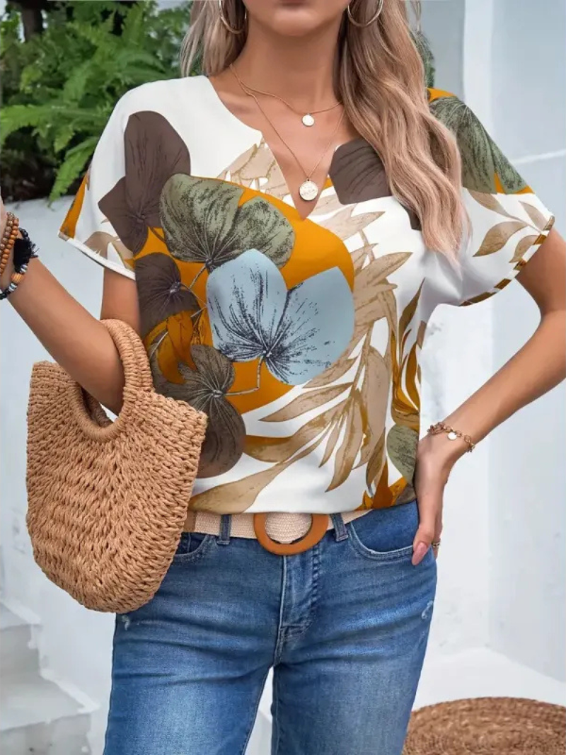 Mia Flower Button-Up Blouse