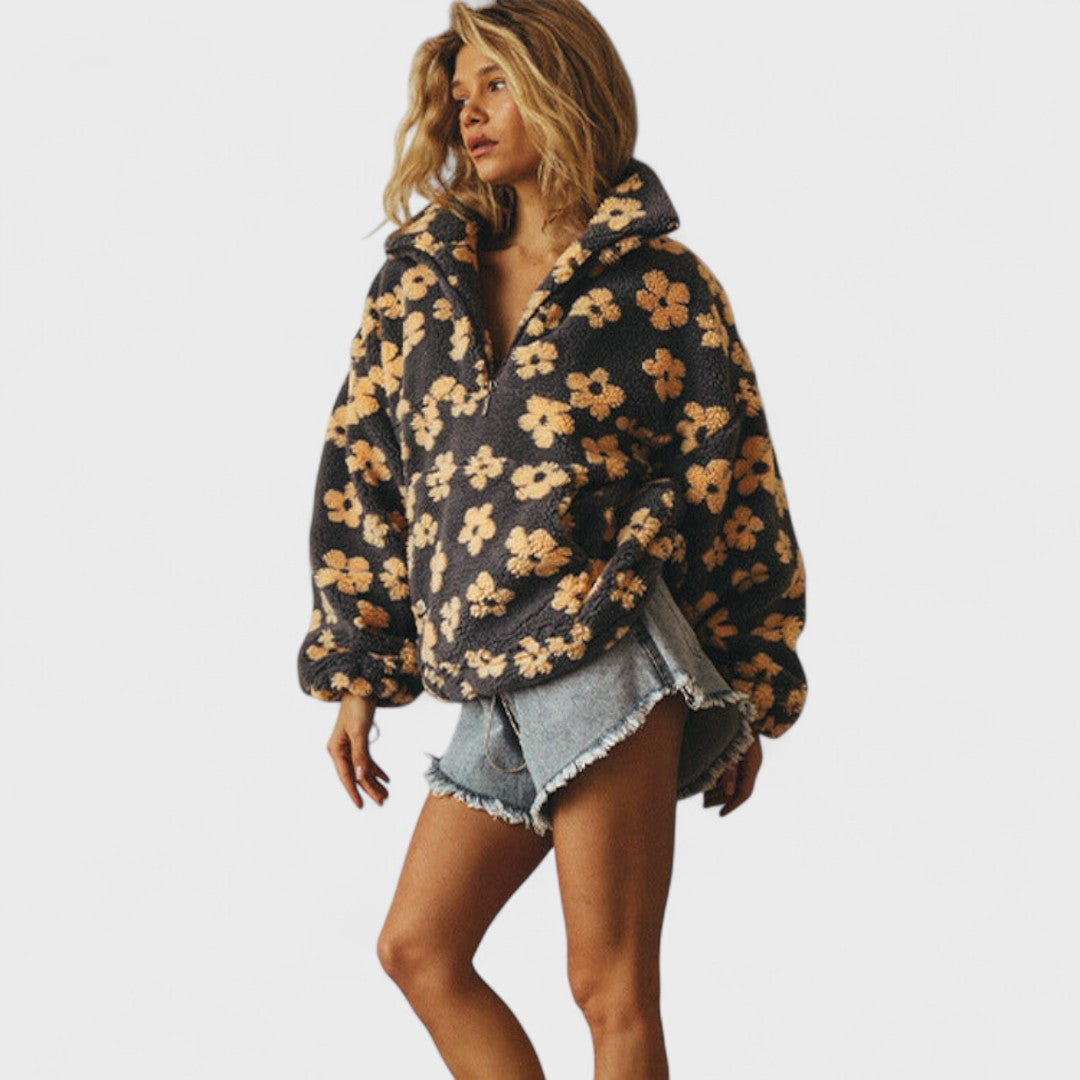 Vanessa I Floral Polar Fleece Jacket