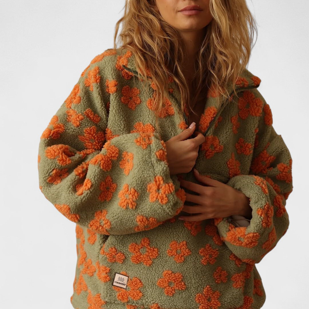 Vanessa I Floral Polar Fleece Jacket