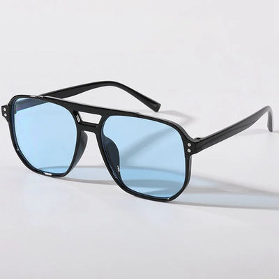 Retro Square Double-Beam Sunglasses – Unisex Vintage Style