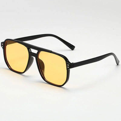 Retro Square Double-Beam Sunglasses – Unisex Vintage Style