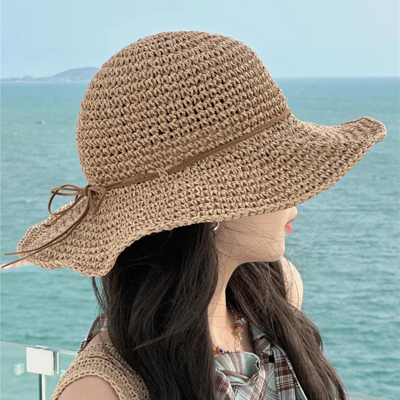 Shelly I Korean-Style Straw Beach Hat for Women