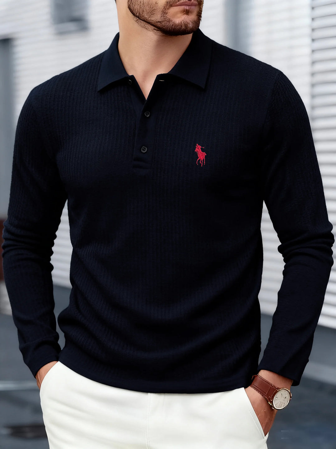 Atlas | Men’s High-End Embroidered Long Sleeve Polo