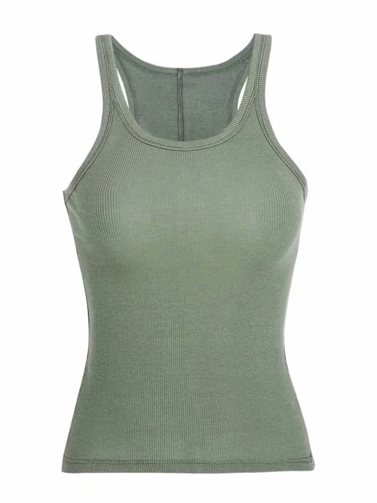 Ella I Ribbed Knit Tank – Vintage 90s Style, Soft Green Sleeveless Top