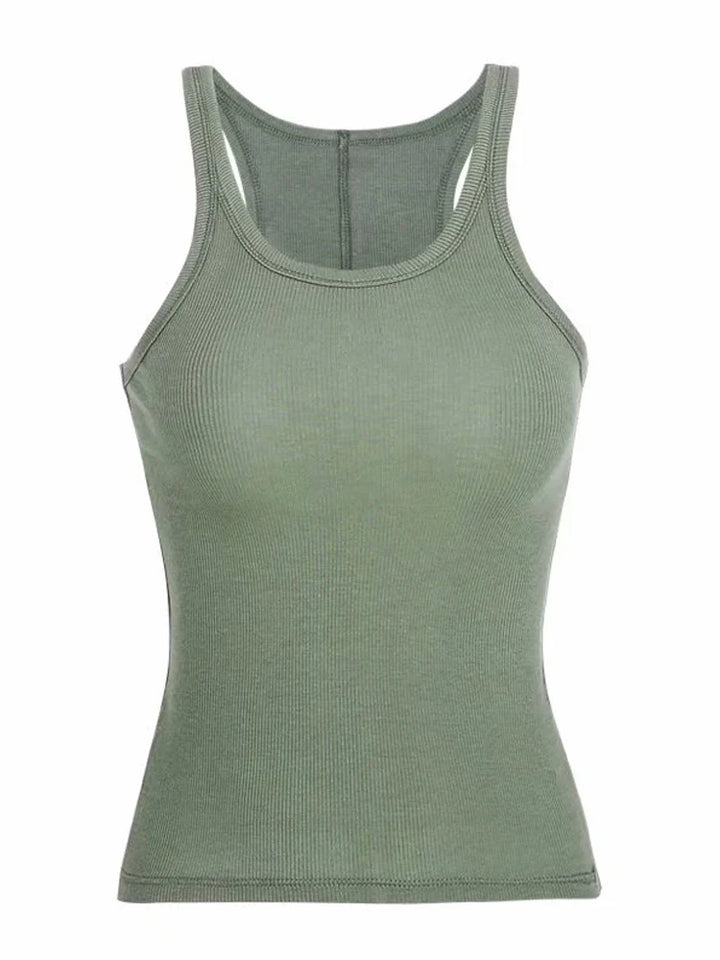 Ella I Ribbed Knit Tank – Vintage 90s Style, Soft Green Sleeveless Top