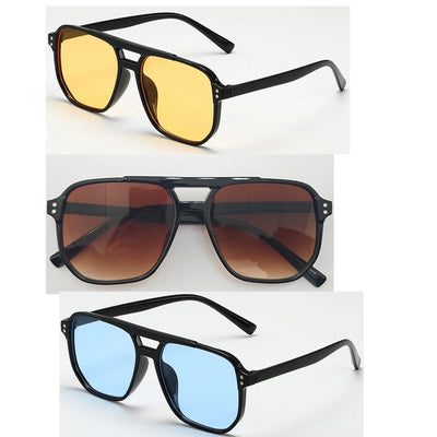 Retro Square Double-Beam Sunglasses – Unisex Vintage Style