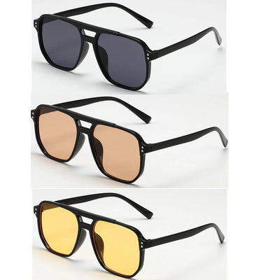 Retro Square Double-Beam Sunglasses – Unisex Vintage Style