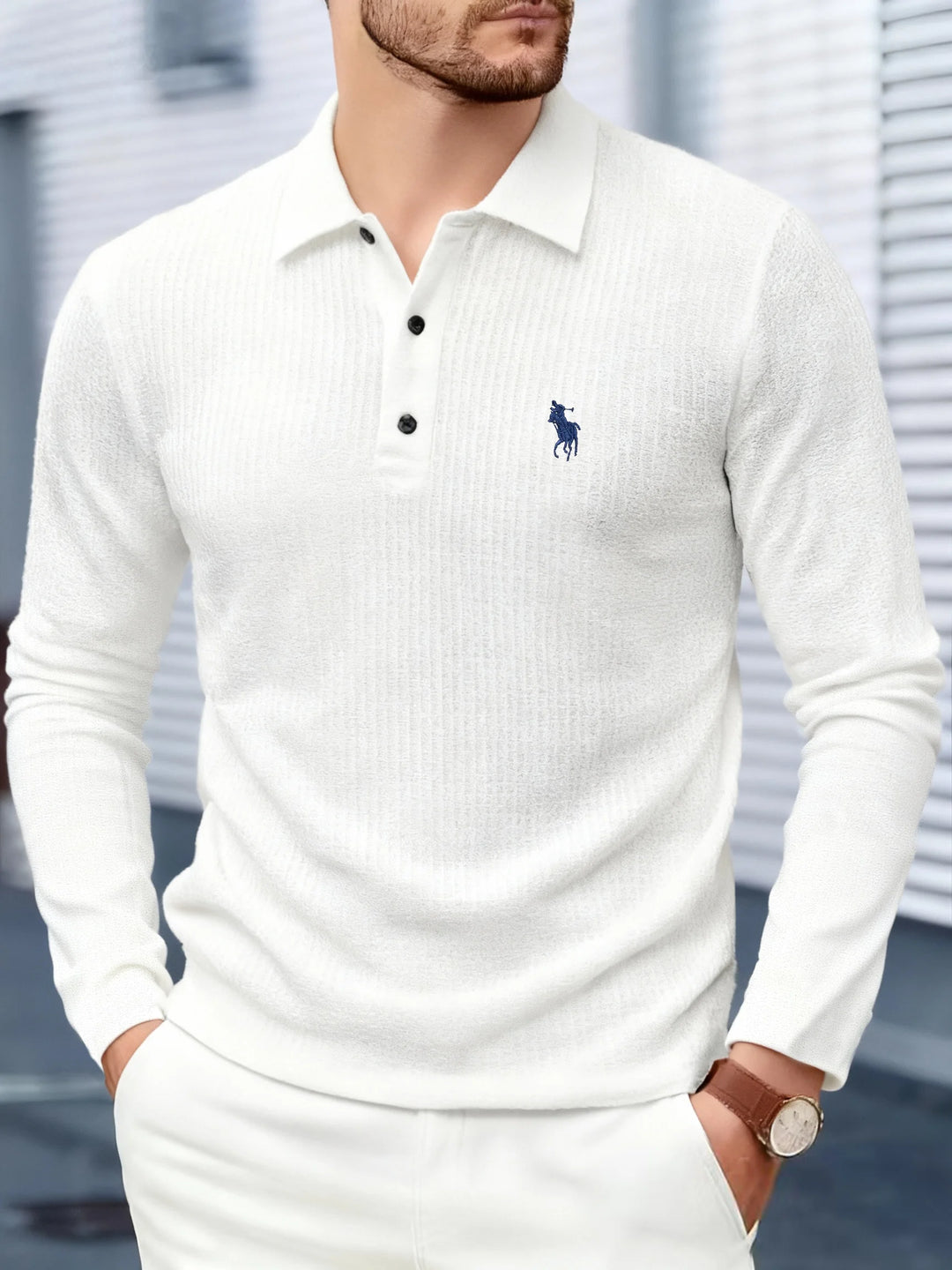 Atlas | Men’s High-End Embroidered Long Sleeve Polo