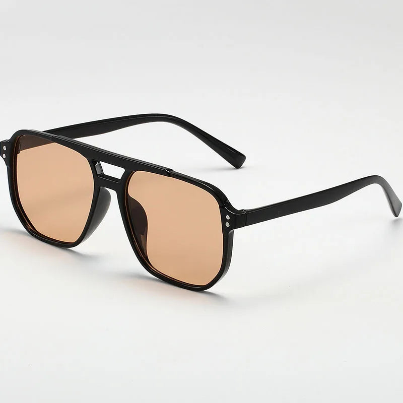 Retro Square Double-Beam Sunglasses – Unisex Vintage Style