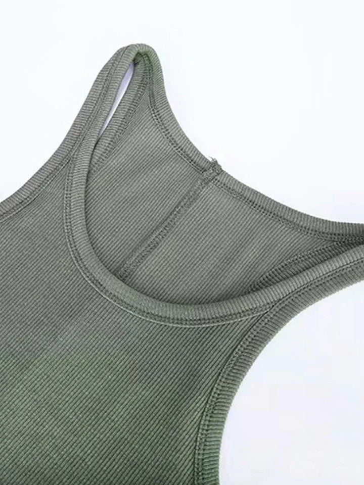 Ella I Ribbed Knit Tank – Vintage 90s Style, Soft Green Sleeveless Top