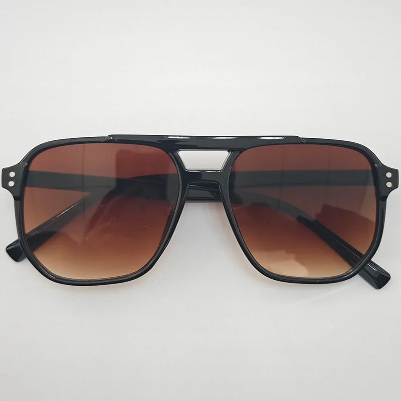 Retro Square Double-Beam Sunglasses – Unisex Vintage Style